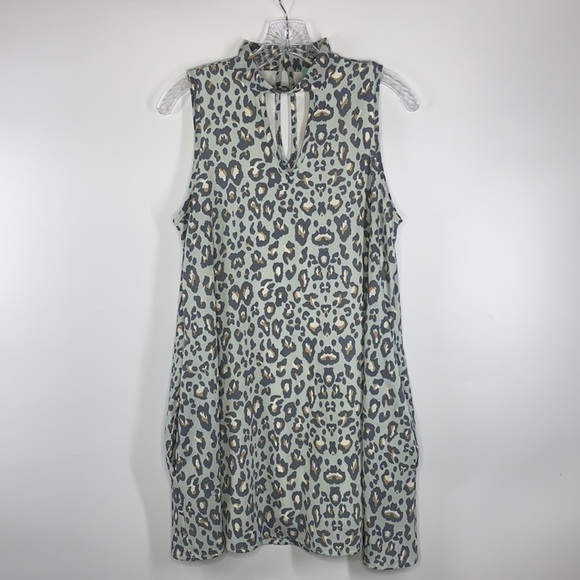 Karlie Cheetah Blue Sleeveless Pocketed Dress - Picture 1 of 7